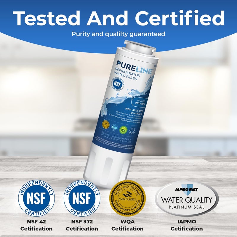 Pureline UKF8001 Refrigerator Water Filter Replacement, EDR4RXD1, Everydrop Filter 4, UKF8001AXX-750, UKF8001AXX-200, Maytag UKF8001, Whirlpool EDR4RXD1, 4396395, Kenmore 9084, 9006, (3 Pack) - Image 2